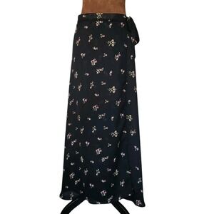 Vintage Wrap Skirt Size M Floral Long Midi Dark Academia Gothic Fairy Sheer 90s